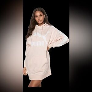 Puma Women's T7 Hoodie Sport Dress Long Tunic Rosewater Size M